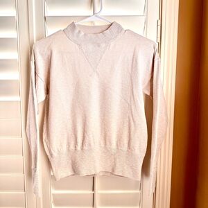 Madewell Beige Mock Neck Cotton Blend Sweater XS Minimalist Neutral Knit